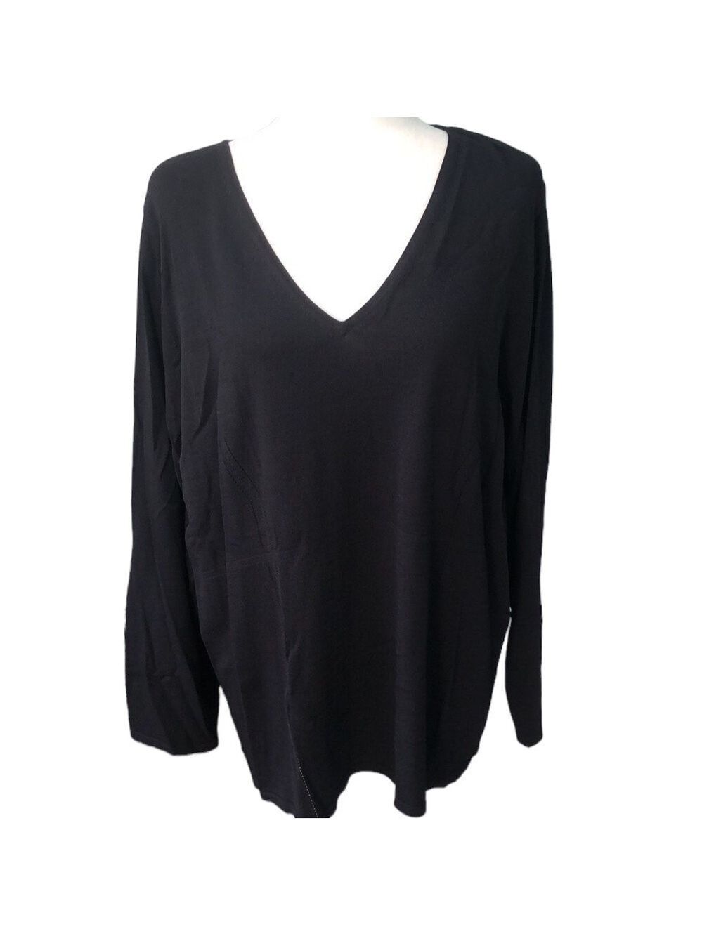 INC Woman Black Rayon V Neck Top Size 3X NWT